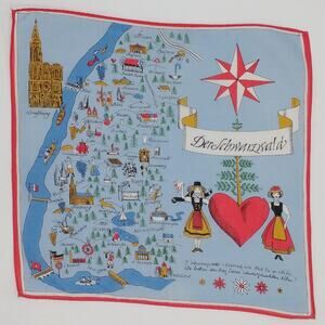 Vintage German Hankerchief The Black Forest (Schwarzwald) Hanky Souvenir Travel
